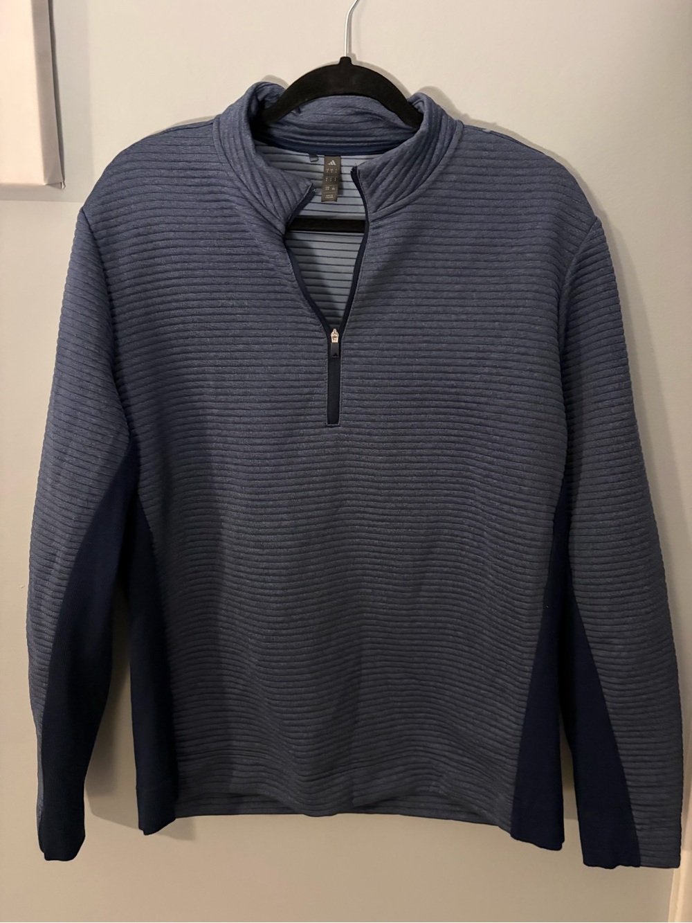 Adidas Golf Ultimate365 DWR Textured 1/4 Zip Pullover Men's Large Blue Navy